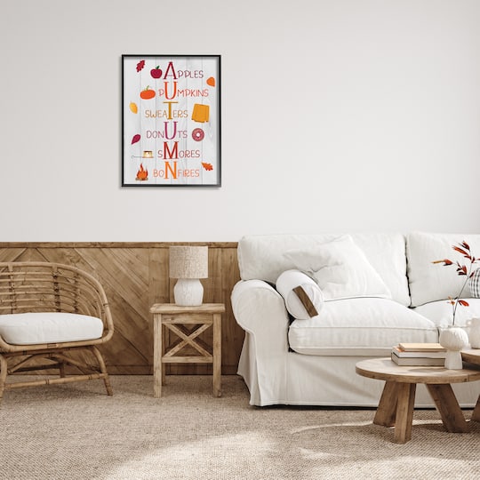 Stupell Industries Autumn Letters Seasonal Words Framed Giclee Art